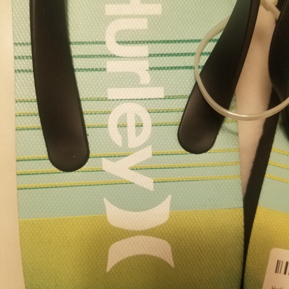 New HURLEY Men Summer  Flip Flop Sandals Green/Yellow size 10 - Picture 3 of 8